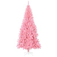 VidaXL Kunstkerstboom met standaard 210 cm pvc roze - thumbnail