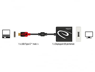 Delock 63312 Adapter USB Type-C male naar DisplayPort female (DP Alt Mode) 8K 30 Hz