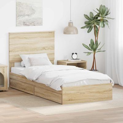 Bedframe met lade Sonoma Eiken 90 x 200 cm Bewerkt hout