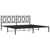 Bedframe met hoofdbord metaal zwart 193x203 cm - thumbnail