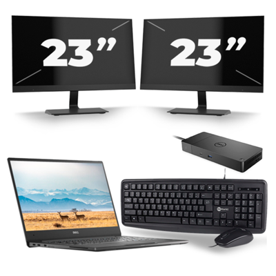Dell Latitude 7370 - Intel Core m7-6e Generatie - 13 inch - 8GB RAM - 256GB SSD - Windows 11 Home + 2x 23 inch Monitor