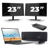 Dell Latitude 7370 - Intel Core m7-6e Generatie - 13 inch - 8GB RAM - 256GB SSD - Windows 11 Home + 2x 23 inch Monitor - thumbnail