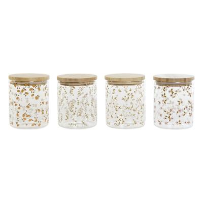 Tin DKD Home Decor Bamboe Borosilicaatglas Shabby Chic 700 ml 10 x 10 x 12,5 cm (4 Stuks)