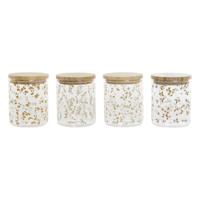 Tin DKD Home Decor Bamboe Borosilicaatglas Shabby Chic 700 ml 10 x 10 x 12,5 cm (4 Stuks) - thumbnail