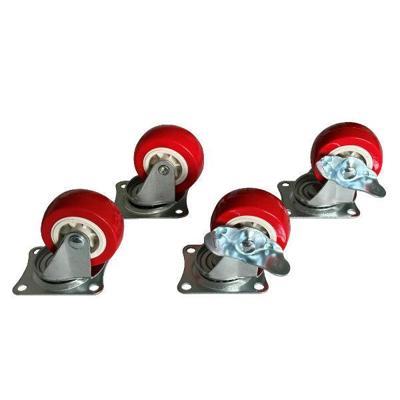 MM Zwenkwielen set 2x zwenk 2x zwenk met rem rood 50 MM Zwenkwielen set 2x zwenk 2x zwenk met rem rood 50