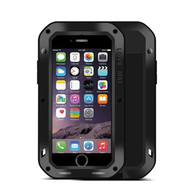 LOVE MEI voor de iPhone 7 Professional en krachtige stofdicht Shockproof anti-slip metaal beschermende Case(Black)