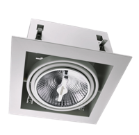 Wit armatuur inbouw voor AR111 LED spot draaibaar en kantelbaar, wordt met zichtbare rand in het plafond gemonteerd - thumbnail