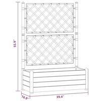 Plantenbak met latwerk 100x43x142 cm PP-steen grijs - thumbnail