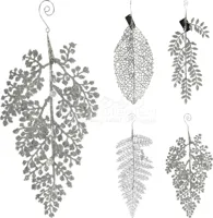 Decoratieblad Clip Glitter Zilver 25cm Assorti 1st - thumbnail