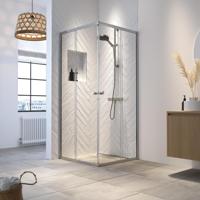 Sealskin Douchecabine Hooked Vierdelig Hoekinstap met Schuifdeuren 90x90x200 cm 6 mm Helder Glas Zilver - thumbnail