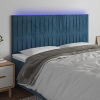 Hoofdbord LED 160x5x118/128 cm fluweel donkerblauw - thumbnail