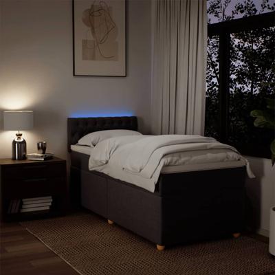 Boxspring met matras stof donkerbruin 140x200 cm - thumbnail