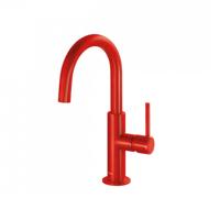 Wastafelmengkraan Tres Study Exclusive 27,5 cm met Hendel Uitloop Gebogen Rond Rood - thumbnail
