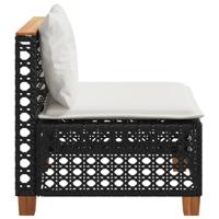 Tuinbank zonder armleuning met kussens poly rattan zwart - thumbnail