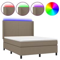 Boxspring met matras en LED stof taupe 140x190 cm - thumbnail