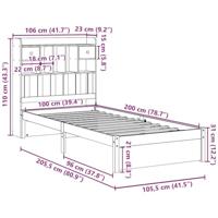 Bed met boekenkast zonder matras massief grenenhout 100x200 cm - thumbnail