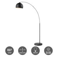 Moderne BoogVloerlamp Fisher | 109/30/172cm | Zwart | staande lamp met Zwart lampenkap | geschikt voor E27 LED lichtbron | met voetschakelaar - thumbnail