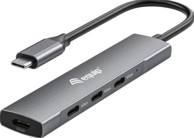 Equip 128963 USB-C (USB 3.2 Gen 2) multiport hub 4 poorten Zwart, Zilver Equip 128963 USB-C (USB 3.2 Gen 2) multiport hub 4 poorten Zwart, Zilver