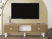 Tv-meubel NOPOLY 2 deuren saphire eik met rotan effect - thumbnail