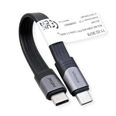 ROLINE USB4 Gen3x2 kabel, Emark, plat, C-C, male/male, zwart, 15 cm ROLINE USB4 Gen3x2 kabel, Emark, plat, C-C, male/male, zwart, 15 cm