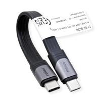ROLINE USB4 Gen3x2 kabel, Emark, plat, C-C, male/male, zwart, 15 cm - thumbnail