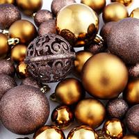 VidaXL 100-delige kerstballenset 3/4/6 cm bruin/bronskleur/goudkleurig - thumbnail