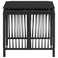 Tuinkrukken 4 st met kussens 41x41x36 cm poly rattan zwart - thumbnail