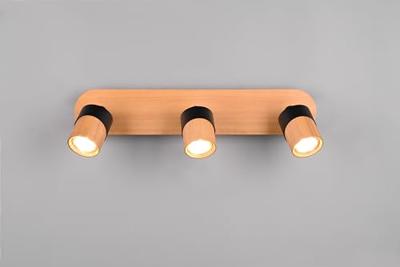 Trio Plafondlamp hout met zwartAruni 3-lichts - 801100332