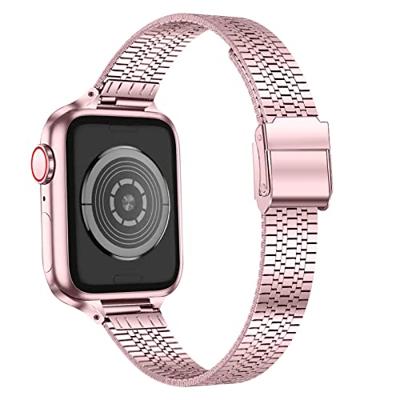 Stainless steel slim fit bandje - Rosé pink - Geschikt voor Apple Watch 44mm / 45mm / 46mm / 49mm Stainless steel slim fit bandje - Rosé pink - Geschikt voor Apple Watch 44mm / 45mm / 46mm / 49mm