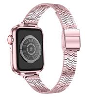 Stainless steel slim fit bandje - Rosé pink - Geschikt voor Apple Watch 38mm / 40mm / 41mm / 42mm - thumbnail