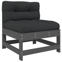 7-delige Loungeset met kussens massief hout grijs - thumbnail