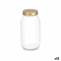Blik Transparant Gouden Metaal Glas 950 ml 9 x 18 x 9 cm (12 Stuks) - thumbnail