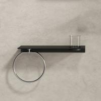 Planchet met Handdoekring Geesa Leev 40 cm Zwart Chroom Geesa - thumbnail
