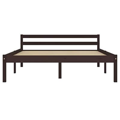 Bedframe massief grenenhout donkerbruin 140x200 cm