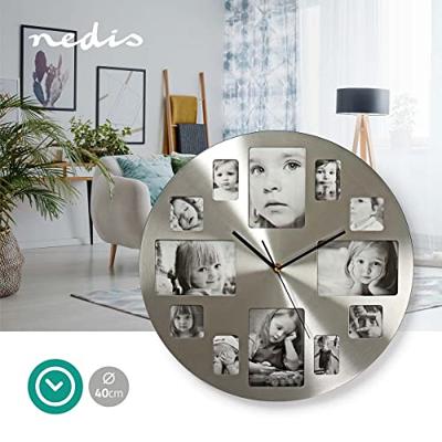 Nedis CLWA003PH40 Ronde Wandklok Diameter 40 Cm Fotolijst Zilver Nedis CLWA003PH40 Ronde Wandklok Diameter 40 Cm Fotolijst Zilver