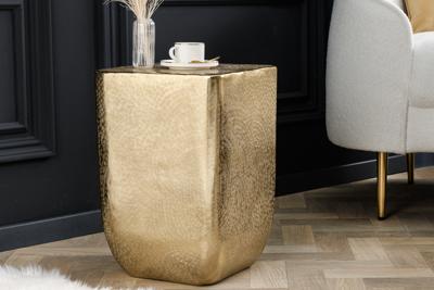 Design bijzettafel UNIT 45cm goud gehamerd handgemaakt metaal aluminium - 42733