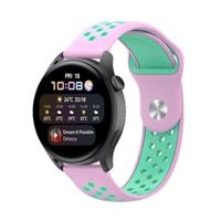 By Qubix - Compatible met Garmin Forerunner 255 - Sport Edition - Roze + groen - Compatible Garmin bandje - Bandbreedte: 22mm - thumbnail