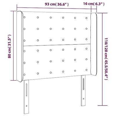 Hoofdbord met randen 93x16x118/128 cm kunstleer zwart