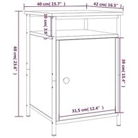 Nachtkastje 40x42x60 cm bewerkt hout gerookt eikenkleurig - thumbnail