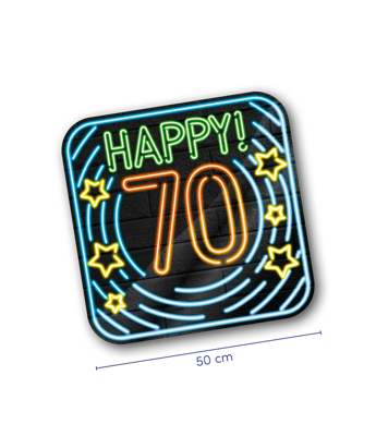Huldeschild neon 70 jaar