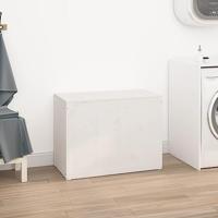 Wasmand 88,5x44x66 cm massief grenenhout wit - thumbnail