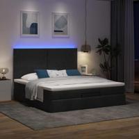 Ottoman bed met matras en LED's 180x200cm stof zwart - thumbnail