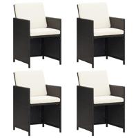 Tuinstoelen 4 st poly rattan zwart - thumbnail