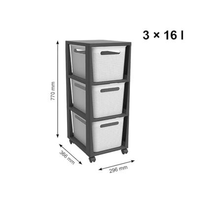 Rotho brisen design ladekast 3x16l wit - thumbnail
