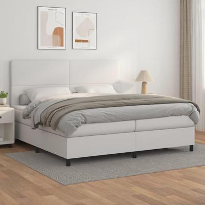 Boxspring met matras kunstleer wit 200x200 cm
