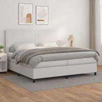 Boxspring met matras kunstleer wit 200x200 cm - thumbnail