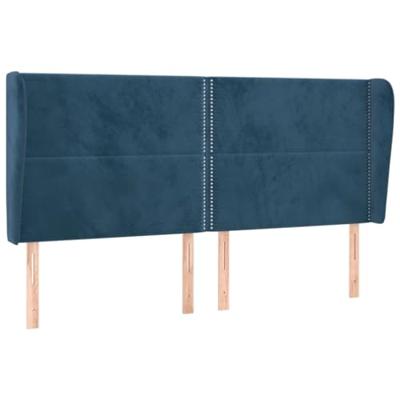 Hoofdbord met randen 163x23x118/128 cm fluweel donkerblauw