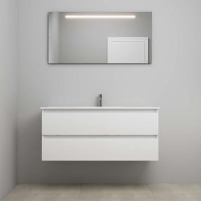 On-Line Badkamermeubelset - 120 cm - Voorgemonteerd - Porseleinen Wastafel - 1 Kraangat - Spiegel met LED-Verlichting - Hoogglans Wit