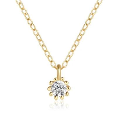 Elenza Goudkleurige Ketting met Heldere Zirkonia in 925 Sterling Zilver