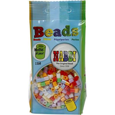 NABBI Strijkkralen, afm 5x5 mm, gatgrootte 2,5 mm, medium, parelmoer kleuren, 1100 div/ 1 doos